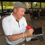 Neil engraving the toaster oven